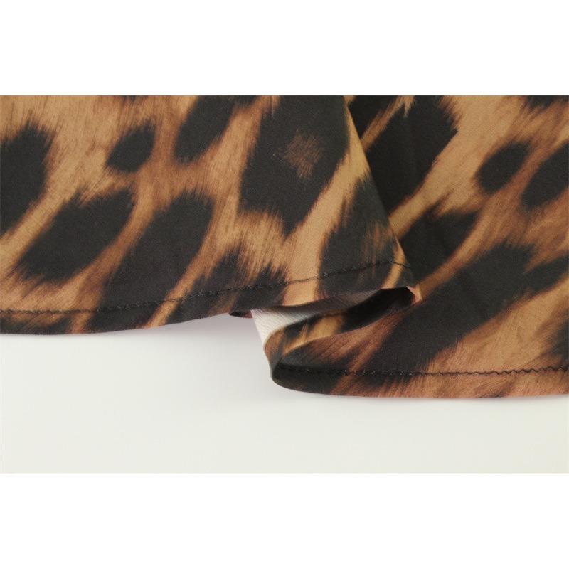 Women's Summer Fashion Temperament Classic Leopard Print Retro Casual All-in-one Long Skirt