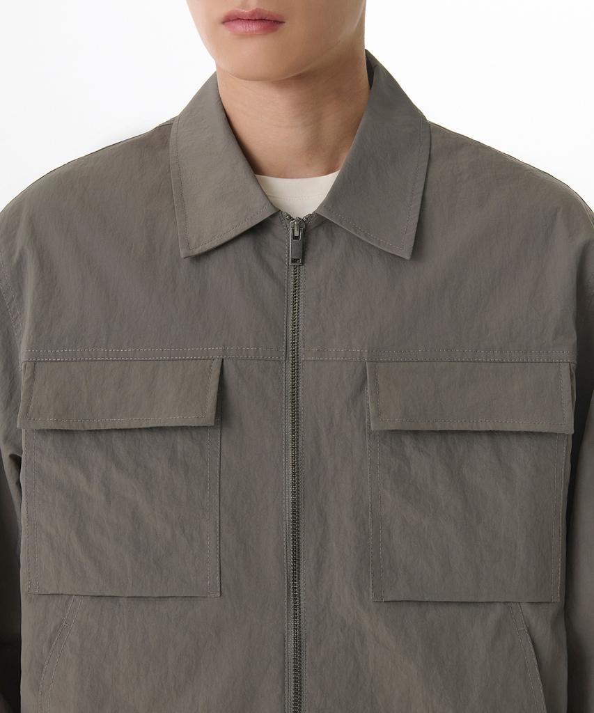 Musinsa Standard Nylon Crease Double Pocket Zip-Up Jacket [Khaki Grey]