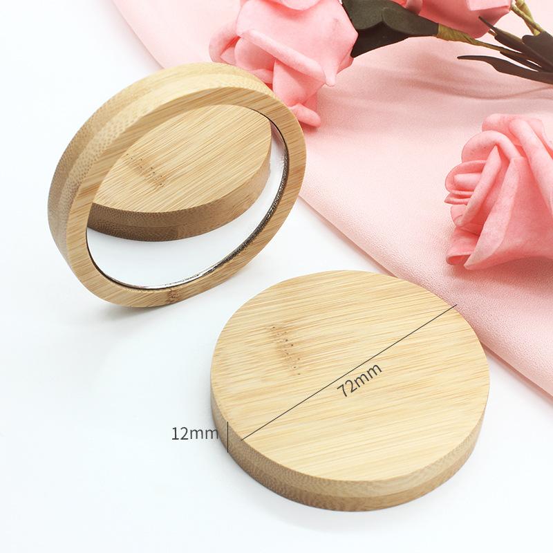 12Pcs Makeup Mirror Portable Small Round Mirror Gift Wooden Mirror Creative Personalized Gift Small Mirror