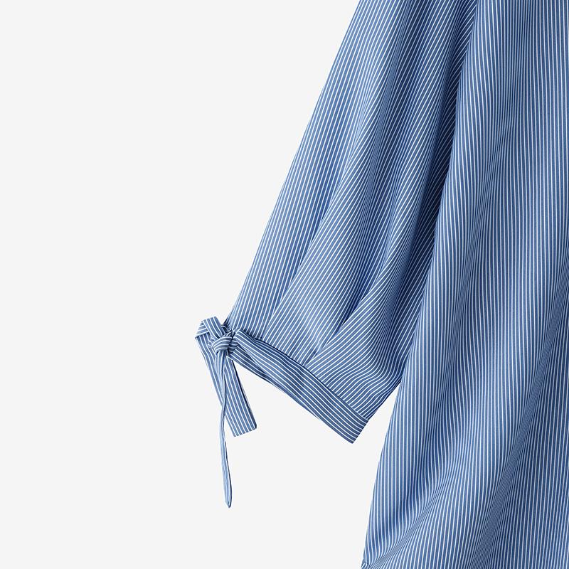 ZANZEA Women Casual Loose V Neck 3/4 Sleeve Plaid Print Irregular Blouse