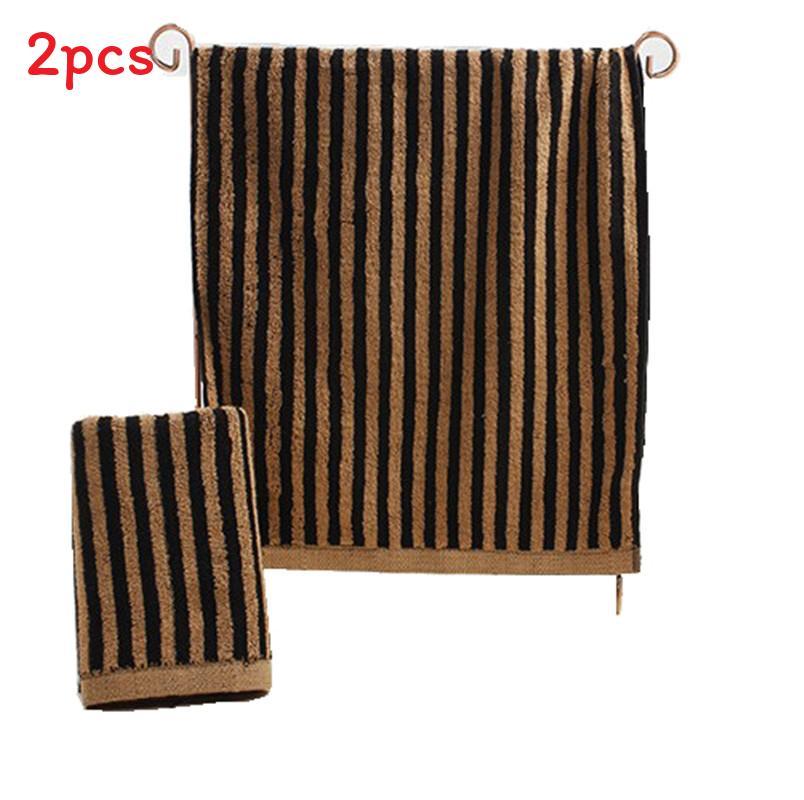 Luxurious Quick Dry Striped Cotton Bath Towels Soft And Absorbent Shower Hand Towels Brown Stripes