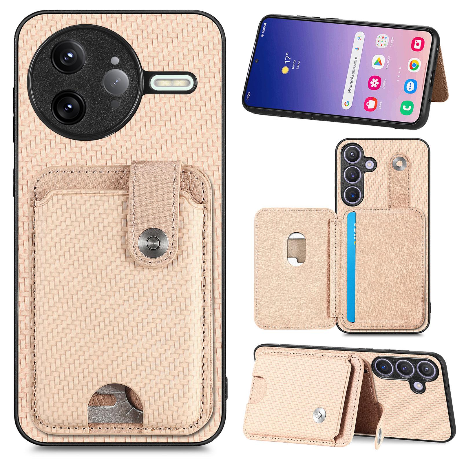 

For Xiaomi Poco F7 Ultra 5G/Xiaomi Redmi K80 Pro 5G Case Card Slots Kickstand Phone Back Cover with Card Tool Khaki