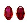 Exquisite Russian 585 Purple Gold Earrings Rose Gold Plated Inlaid Oval Egg Surface Redstone Foreign Style Fashion Earrings