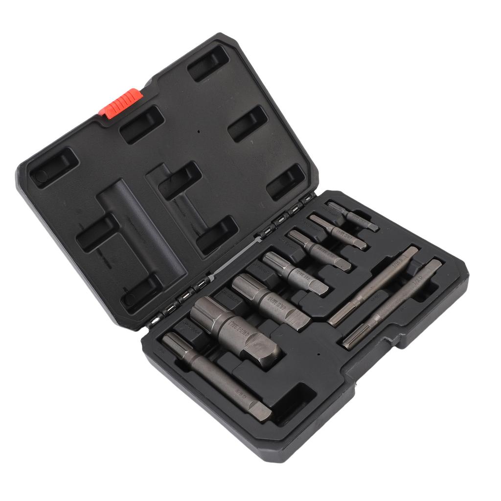 9 Pcs Pipe Extractor Set CrMo Steel Broken Pipe Removal Tool Kit with Storage Box for Maintenance
