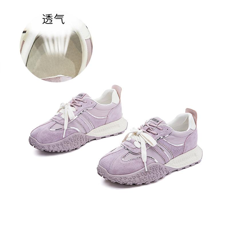 Leather Forrest Gump shoes women's 2025 autumn new women's shoes casual shoes thick sole heightening color matching pair of shoelaces sports shoes w