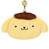SANRIO Face-Shaped Pass Case & Pouch - Pompompurin - Cotton-PVC-Steel-Polyester - Card Holder with Retractable Reel - Small Item Storage - Suitable