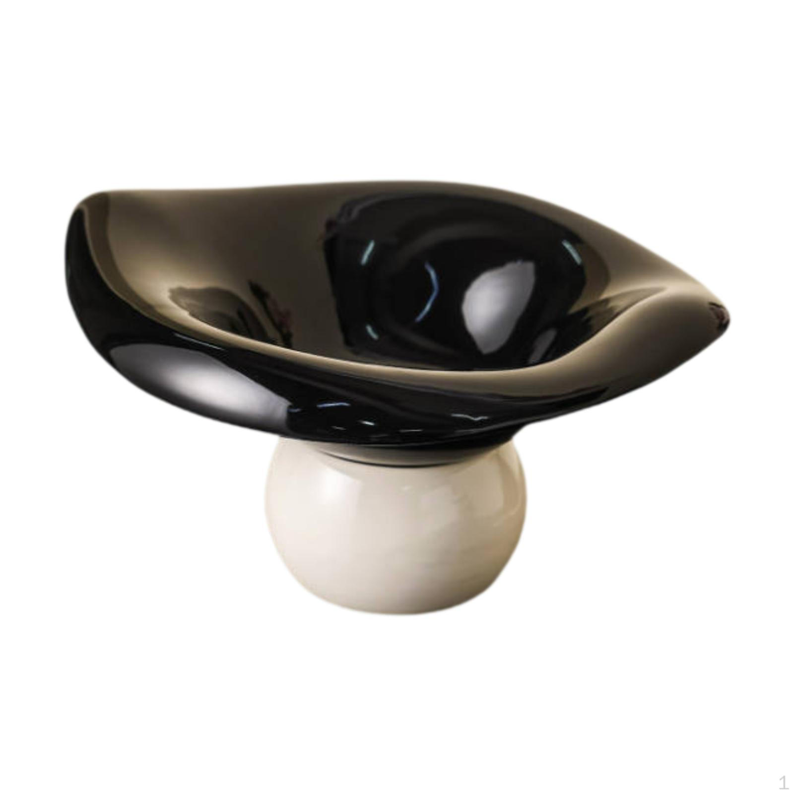 

Ceramic Fruit Bowl with Pedestal, Snack Tray, Salad Plate, Appetizer Serving Platter, Ideal for Black White