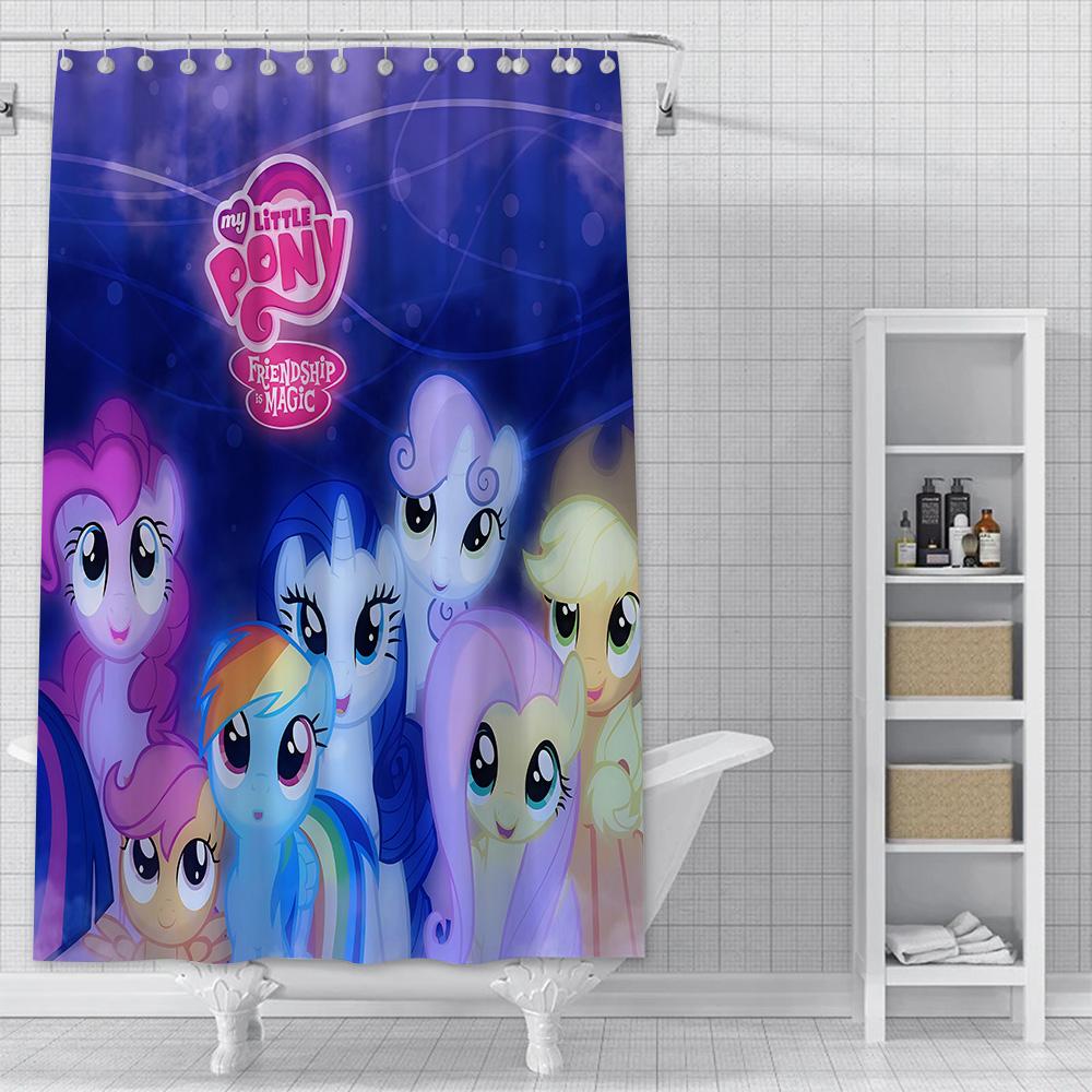 Hot Cartoon My L-Little P-Pony Shower Curtain Waterproof Polyester Fabric Paint Colorful Bath Curtains Curtain with Hook