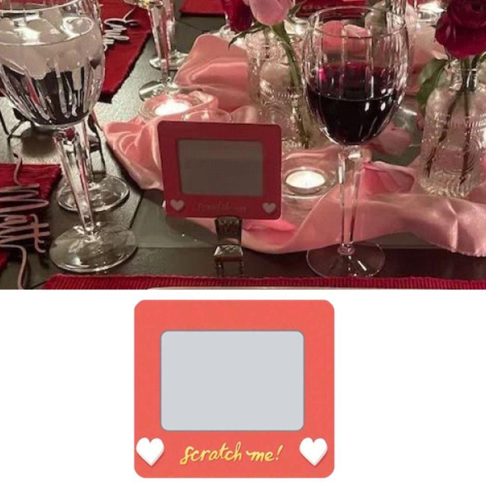 10 peças Cartão Romântico DIY Dia dos Namorados Raspadinha Padrão Coração Retangular Cupom de Amor Papel Bilhete de Amor Vermelho Casamento