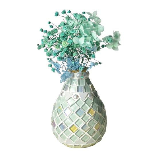 1 Set Handmade Mosaic Vase Kit with Wooden Vase Mosaic Tiles Tools Kids Adults Beginner Handcrafted