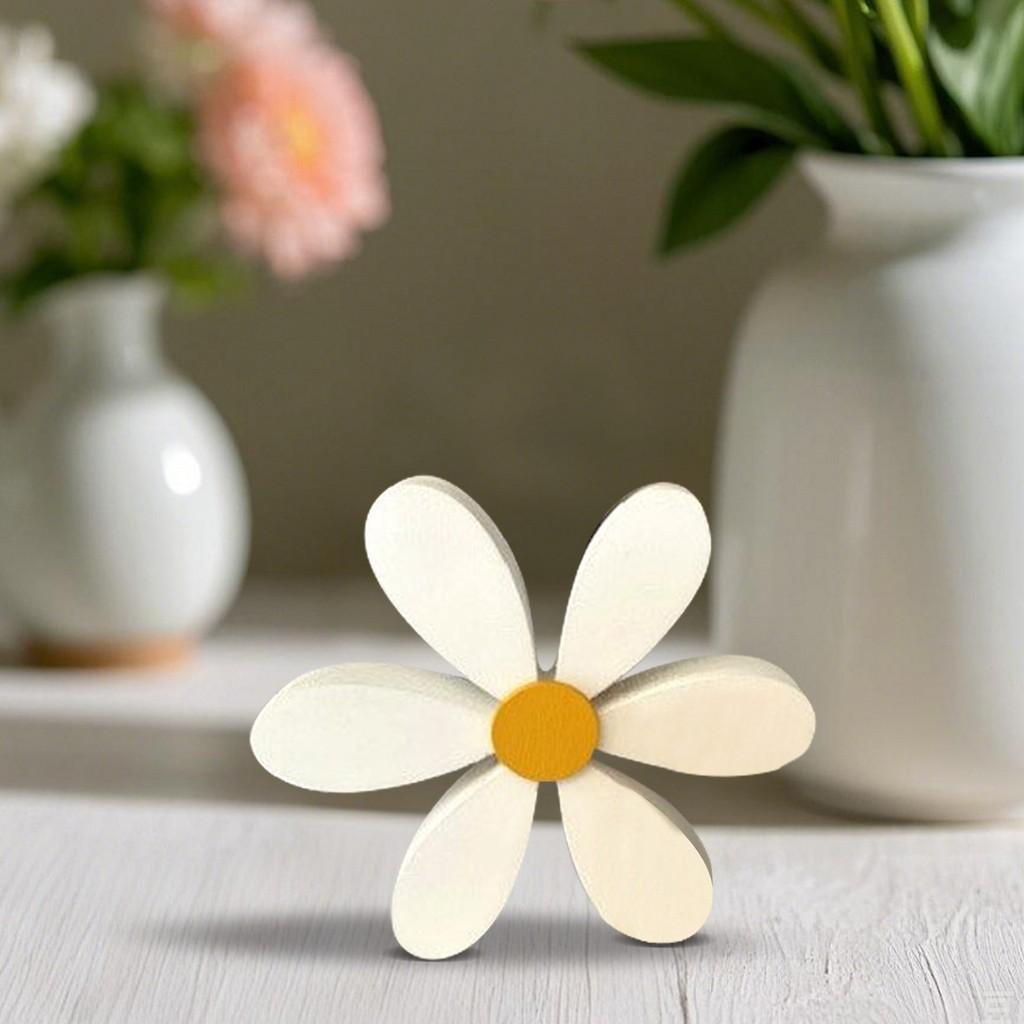 Wooden Creative Yellow White Daisy Decor Set For Spring Home Atmosphere