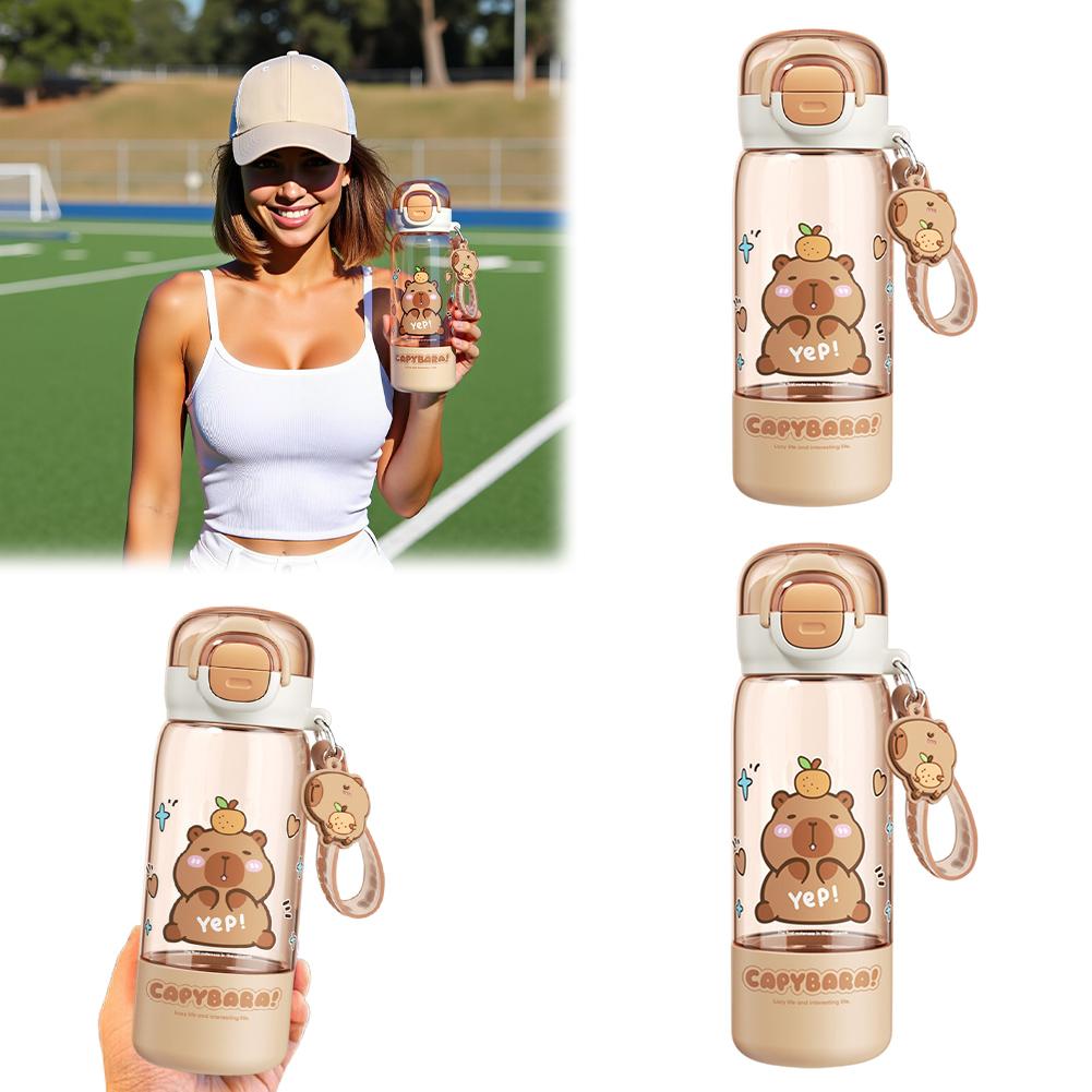 Kreskówkowa Kapibara Szczelny Bidon ze Słomką i Paskiem do Noszenia Plastikowy Kubek z Kapibarą Szkoła Praca Podróże Wyjścia Artykuły