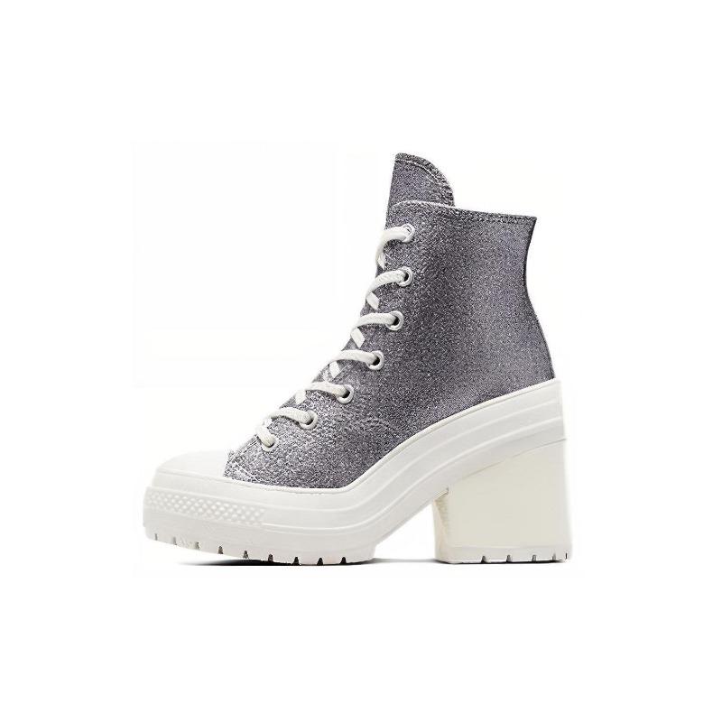 Converse Zapatillas de Lona con Lentejuelas Chuck 70 De Luxe para Mujer de Caña Media Resistentes al Desgaste Transpirables Grises A08177C