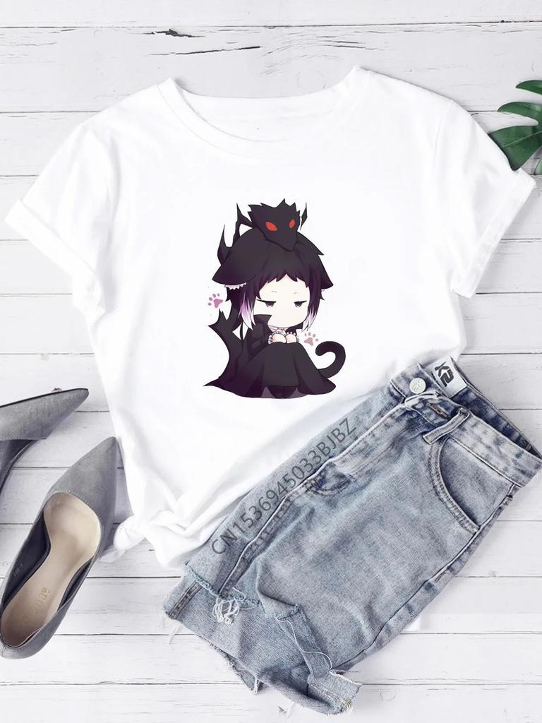 Bungou Stray Dogs T-Shirt Women Crew White Basic Tee Aesthetic Cloth Accessories Short Sleeve O-Neck Female Summer Casual Top