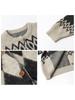 CHICVEN Women's Retro Fair Isle Diamond Pattern Thick Knit Cardigan