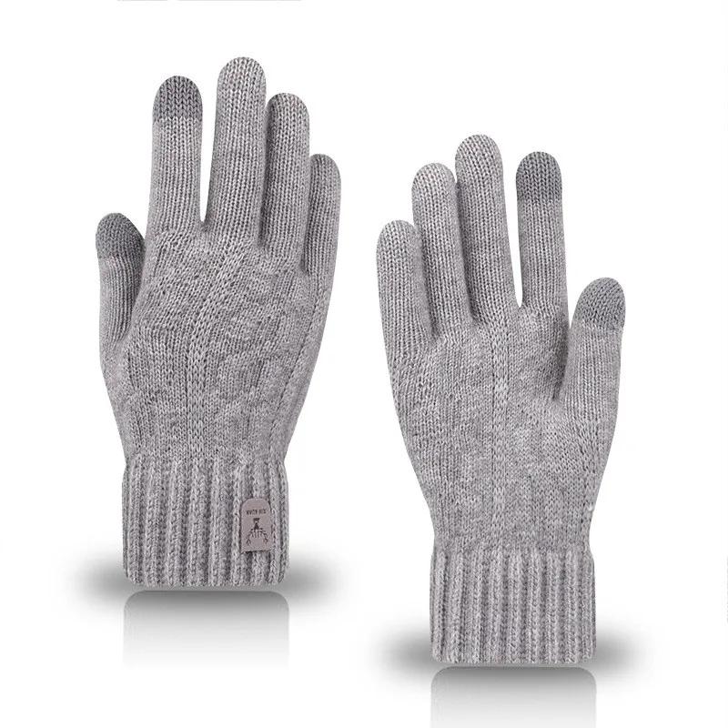 Men's Winter Warm Touch Screen Gloves Fleece Lined Wool Knitted Cold Weather Outdoor Gloves