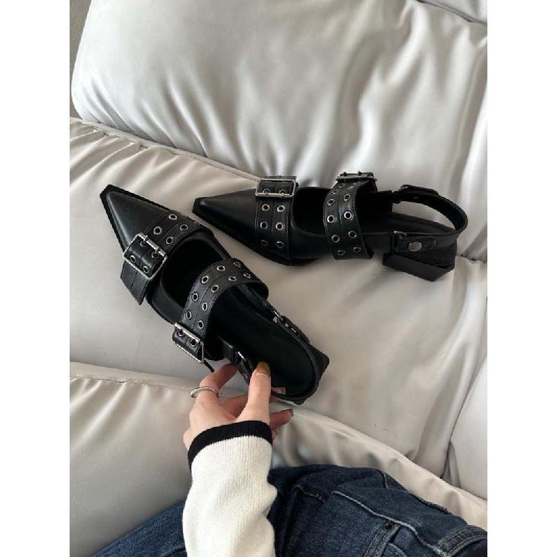 French small fragrant style pointed Mary Jane shoes women's spring 2025 with skirt small leather shoes retro thick heel single shoes women