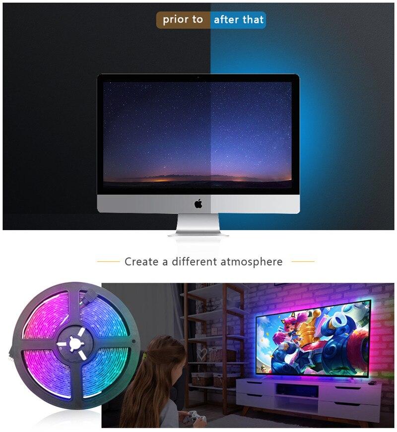 Taśma LED RGB USB SMD2835 Taśma Świetlna LED Taśma LED Neonowa Elastyczna Taśma LED Wstążka Do Dekoracji Pokoju Sypialni Podświetlenie TV