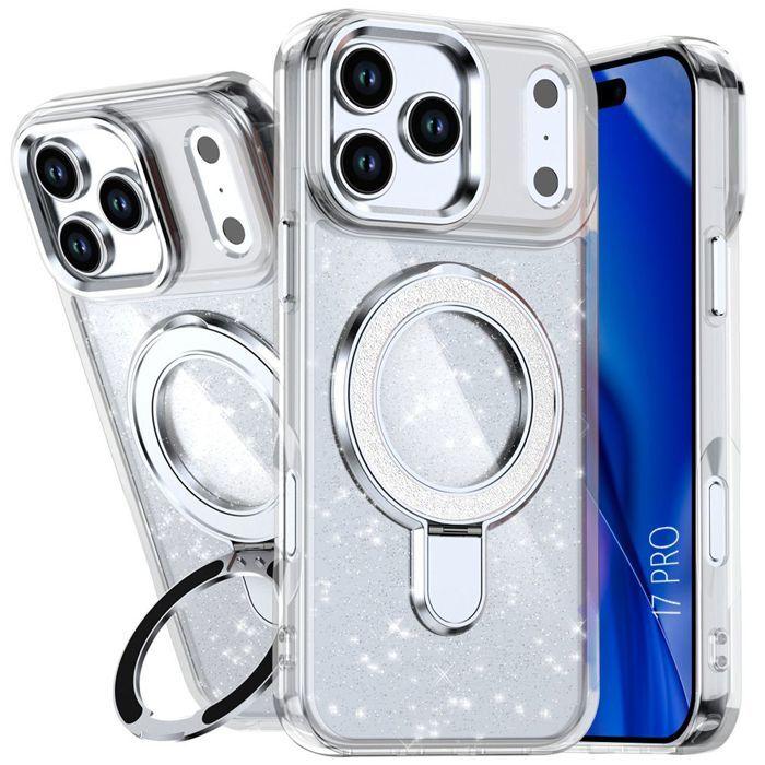 Coque de Téléphone - BOOLING - pour iPhone 17 Pro - Silicone et PC - Transparent - Anneau Magnétique