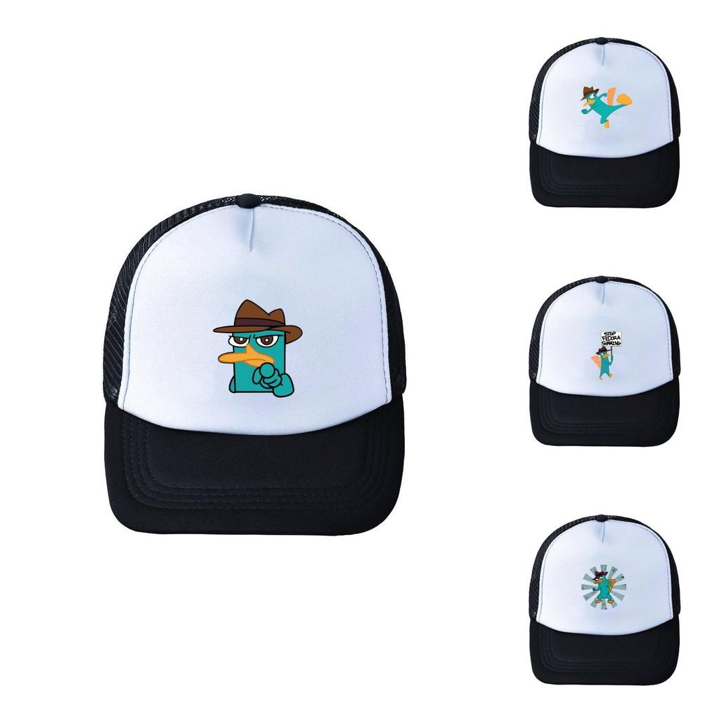 Perry das Schnabeltier Baseballkappe Verstellbar Acryl Mesh Breitkrempiger Sommerhut für Fans