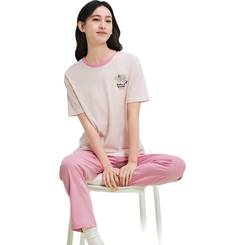 Women s 100% Combed Cotton Short Sleeve Pajama Set M