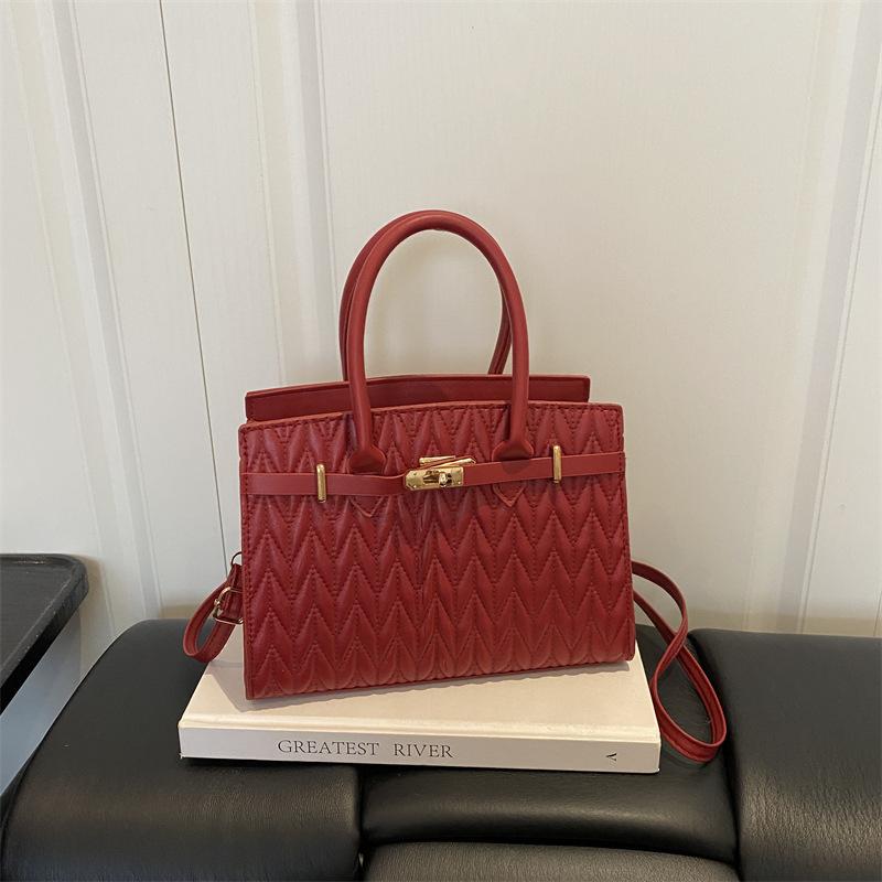 Bamboo Leaf Pattern Women's Handbag, Women's Shoulder Bag, Crossbody Bag, Office Bag