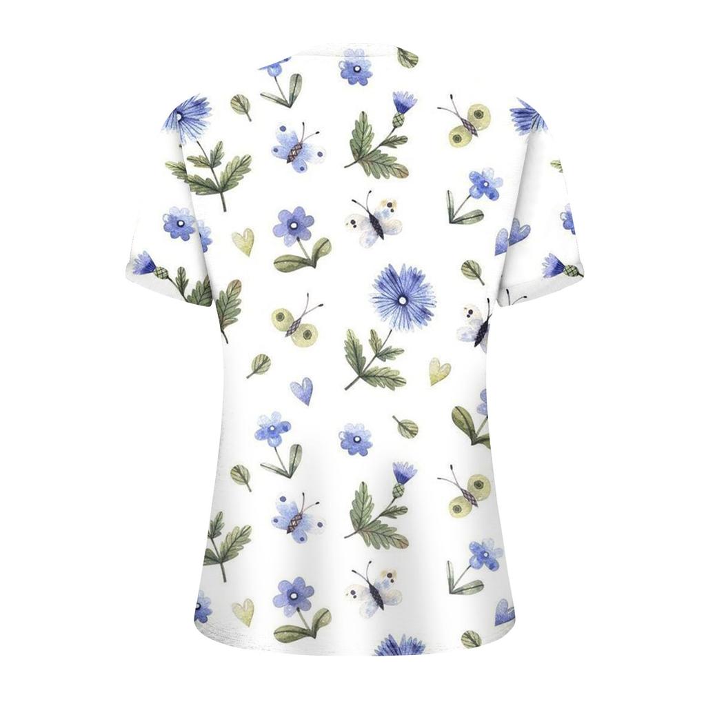 Módní dámské volné letní topy s krátkým rukávem s výstřihem do V