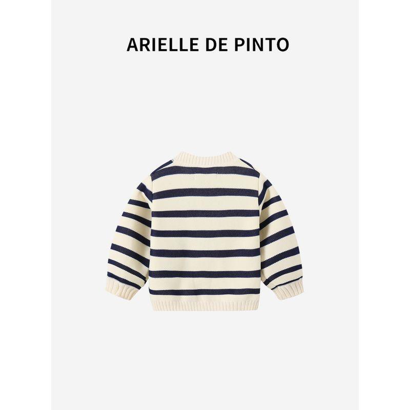 French Arielle De Pinto Boys' Autumn Jacket New Fashion Boys' Red Label Striped Sweater Children's Clothing