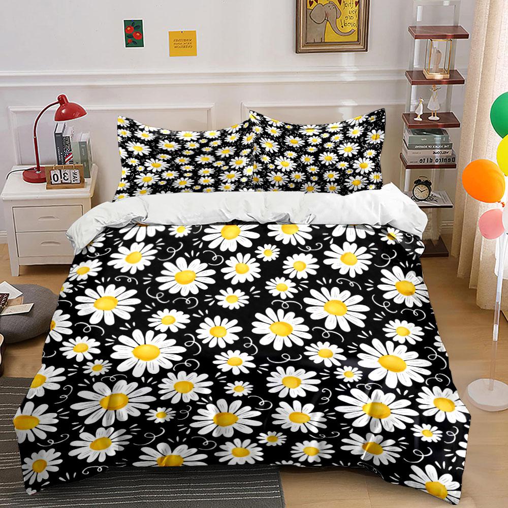 Floral Daisy Pattern Three-Piece Set Exquisite Three-Piece Bedding Set Gift For Kids And Adults