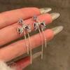 Sweet Signal~ Silver Needle Zircon Bow Fringed Earrings Exquisite Elegance Earrings Daily Versatile Earrings
