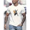 Cotton Robot Bear Pattern T-shirt, Men's Casual Street Style Stretch Round Neck Tee Shirt For Summer
