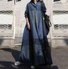 Spring Retro Ethnic Print Cotton Linen Maxi Dress - Long Sleeve, Loose Fit