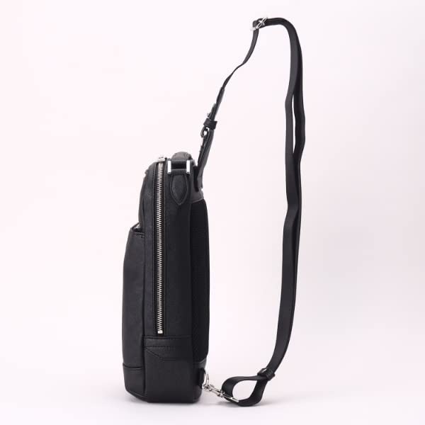 Takeo Kikuchi Men's Slim-Density One-Shoulder Bag (G8701062) in Saffiano-Style Black (019) 00 (FREE)