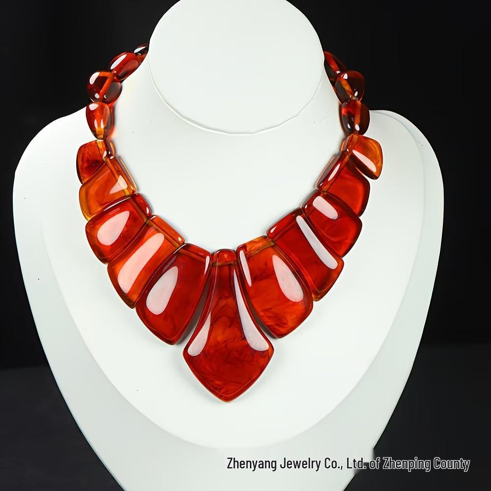 Second Gen Amber Beeswax Blood Spot Necklace - Trendy High-End Craft for Women