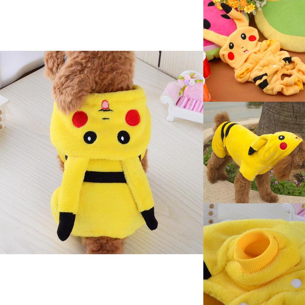 Roztomilý kostým pro mazlíčky Pokémon Go s designem Pikachu s kapucí pro psy a kočky