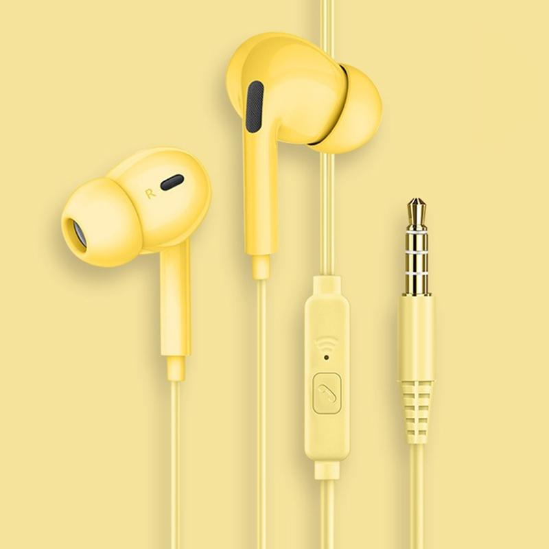 Macaron Color In-Ear Headphones 3.5Mm Computer Mobile Phone Music Call Headphones Simple Bass Game Headphones With Microphone