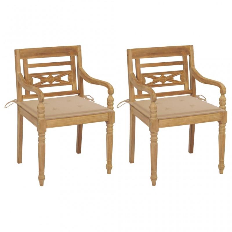 Day and Night - Day and Night Batavia Chairs 2 Units Solid Teak with Beige Cushions