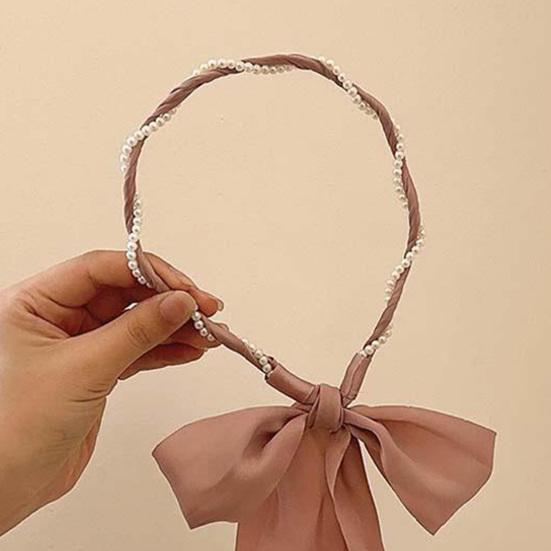 Women Headband Detachable Detachable Ribbon Bow Anti-Slip Thin Edges Hair Hoop Daily Wear Hair