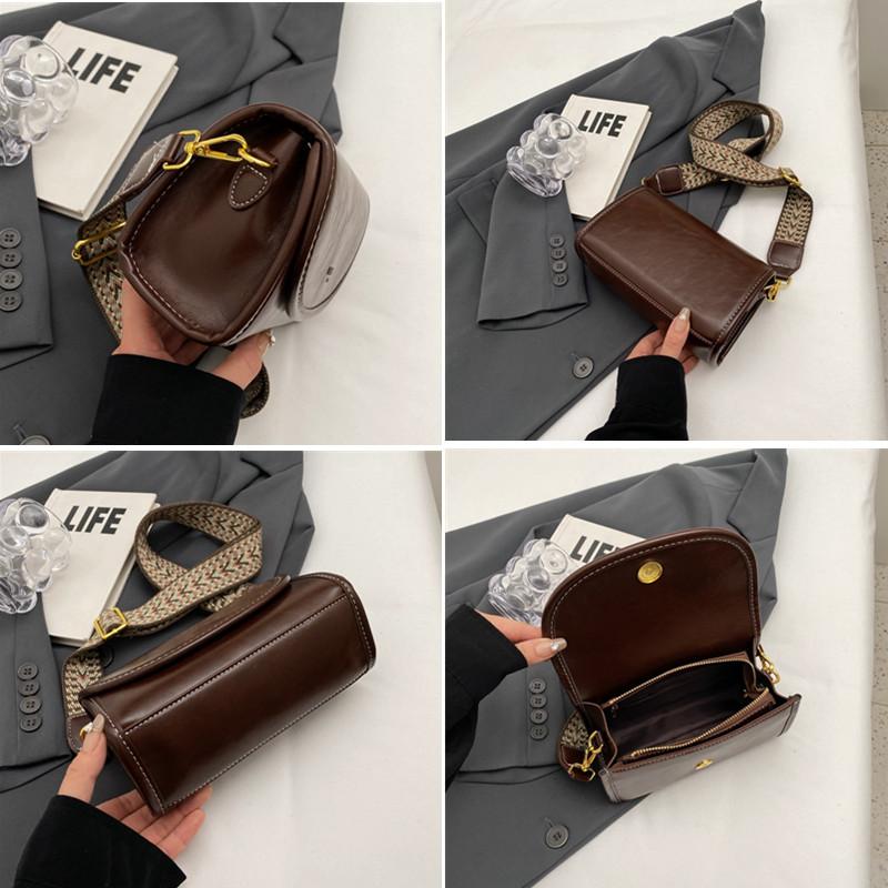 Women's Wax Oil Leather Messenger Bag Crossbody Bag High Quality Luxury Fashion Design Ladies