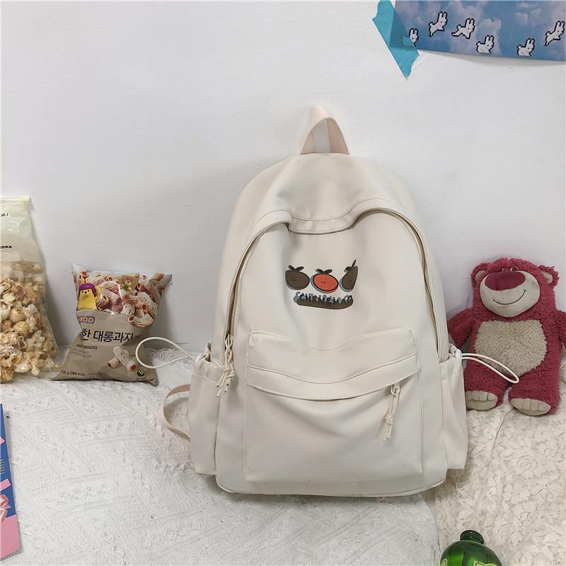 Cute Orange Cartoon Print Student Leisure Backpack For Daily And School Use