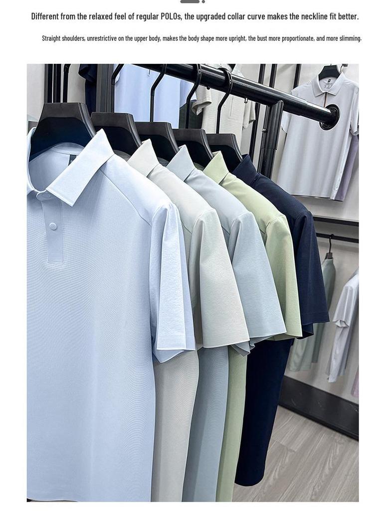 2026 Herren Sommer Kurzarm Kühl Sonnenschutz Poloshirt - Lässig und Vielseitig Einfarbige für Pendler mittleren Alters