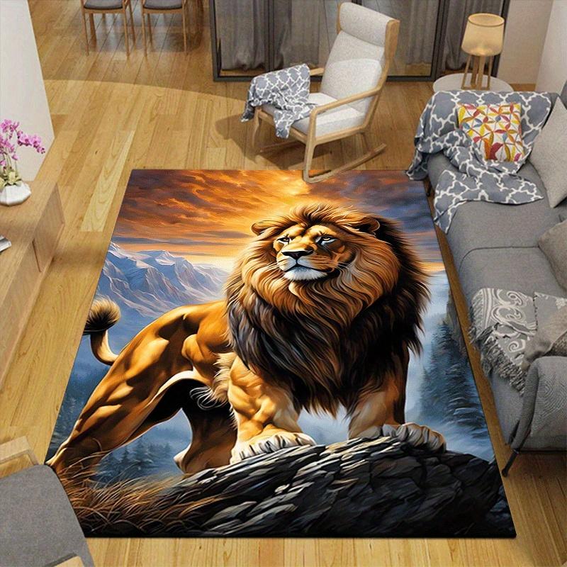 1 Stück Mutiger Löwe Muster Teppich, Rutschfest Nicht Flusend Fleckenbeständig Teppich