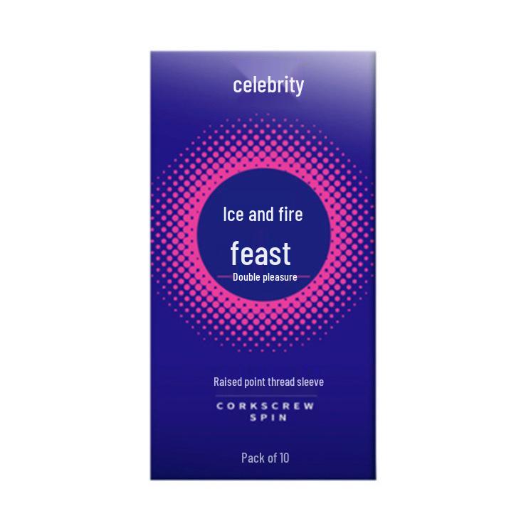 Celebrity Ultra-Thin G-Spot Condoms, Ice & Fire Combo, Small Size, Large Particles, Black