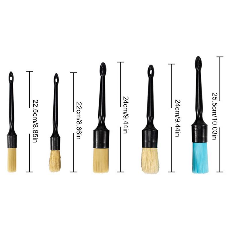 5 Stück Detailpinsel Reinigungsbürsten-Set für Räder Auto Wildschweinborsten Autopflegepinsel zum Reinigen Innen Außen