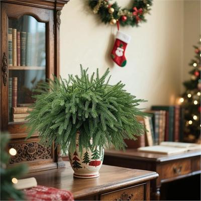 12pcs Simulated Pine Needles Artificial Pine Branches Festival Decoration  Festival Ornament