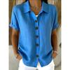 QICED Women's Fashion Casual Solid Color Print Short Sleeve POLO Neck Blouses & Shirts