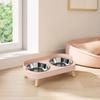 Nostalgie Elevated Cat Bowl, Dual 13.53oz Stainless Steel Bowls, Non Spill Bowl with Raised Stand, Pet Food And Water Set for Indoor Cats