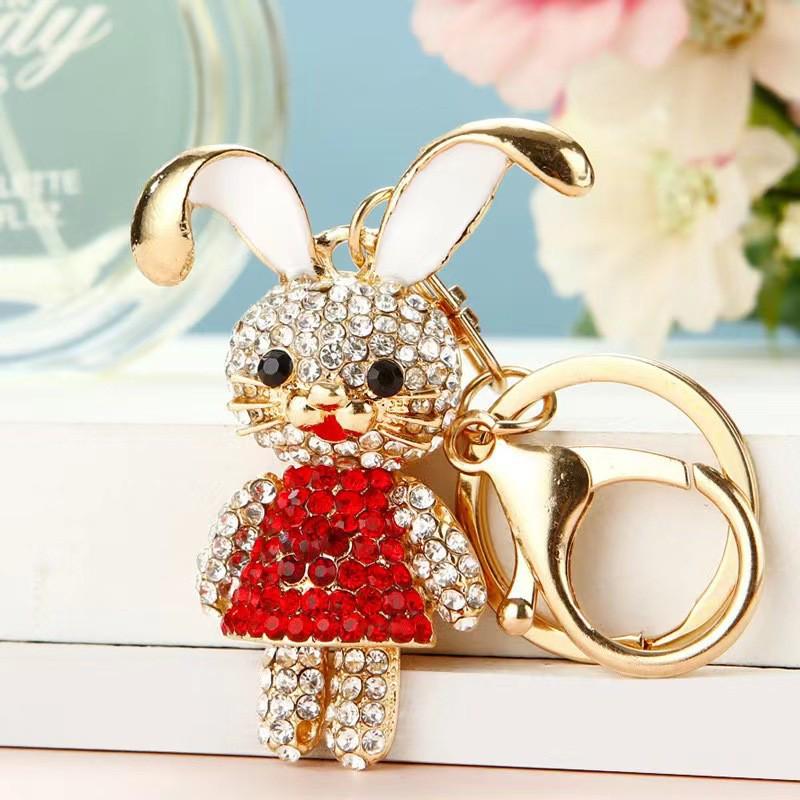 Colorful Rhinestone 3D Tiger Keychain and Metal Backpack Accessory