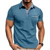 Summer New Men's Casual Polo Shirt Fashion Turn-Down Collar Color Block Versatile T-Shirt