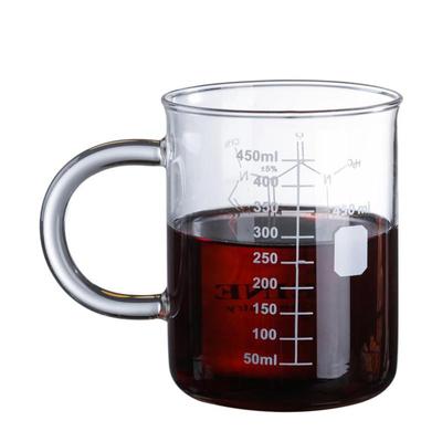 Bicchiere in vetro da 450 ml, tazza da caffè per colazione al latte, tazza resistente alle alte temperature con bicchieri in scala